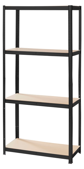 Stålreol Sort M/4 Hylder 90 X 190 X 40 Cm