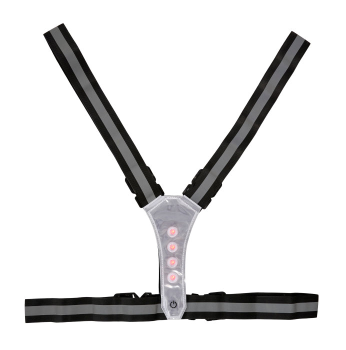 Refleksvest Med Led Sort/grå - Bikezone