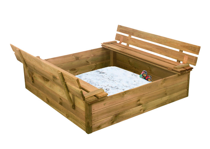 Sandkasse M/låg, Bænk & Sand 120 X 120 Cm - Nordic Play