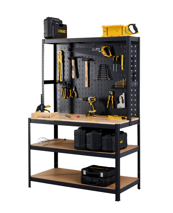 Værkstedsbord M/væg Og Hylder 180x120x60 Cm
