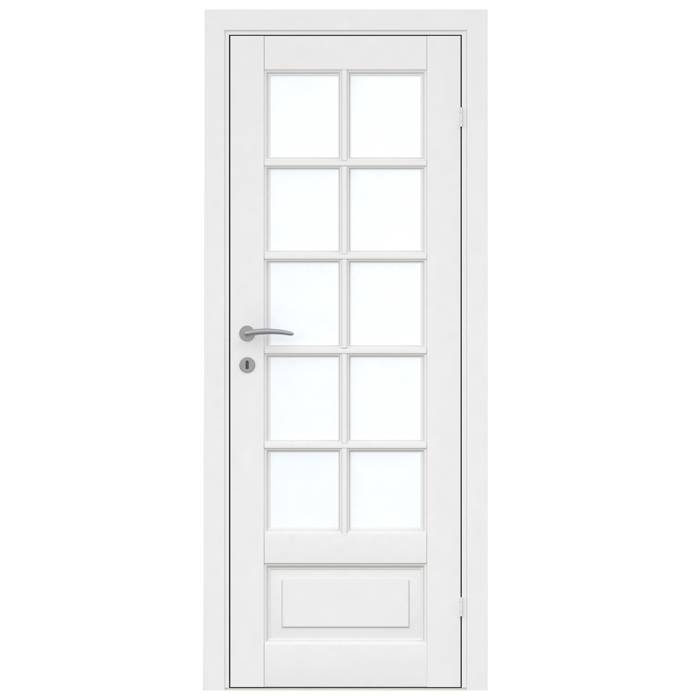 Massiv Hvidmalet Enkelt Glasdør 82,5 X 204 Cm