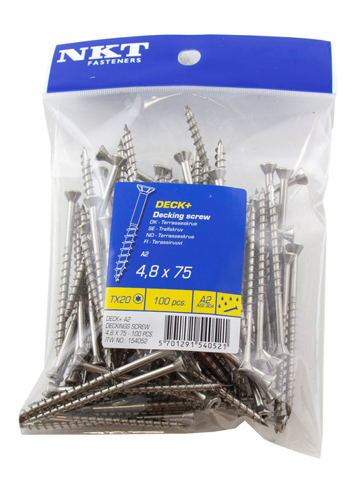 Nkt Fasteners Deck+ Terrasseskrue 4,8 X 75 Mm 100 Stk.
