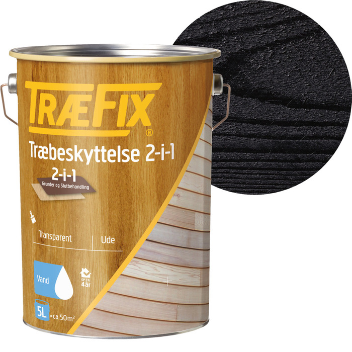 TræFix® sort træbeskyttelse 2-i-1 5 liter | Køb hos jem & fix