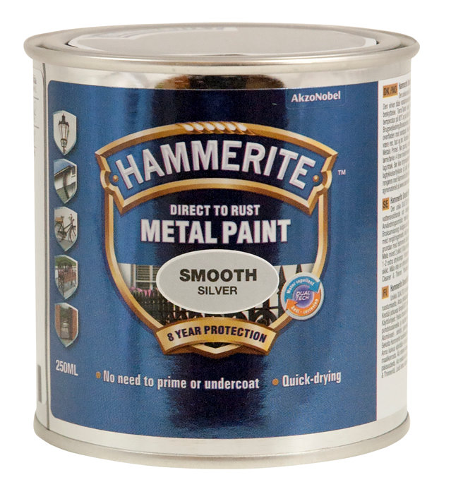 Hammerite Metalmaling Sølv Glat Effekt 250 Ml