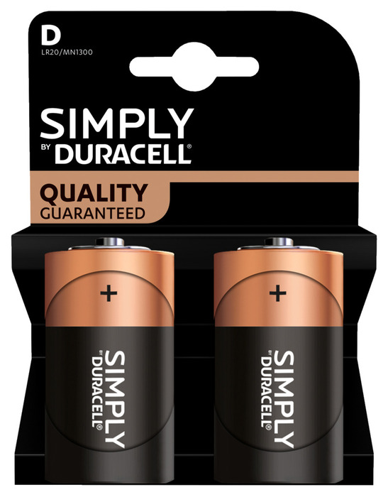 Duracell Simply D Alkaline Batterier 2-pk.