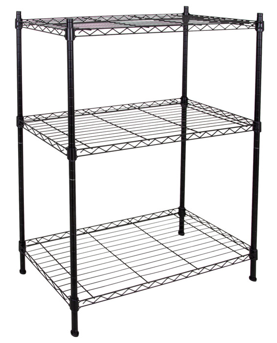 Stålreol m/3 hyller svart 90 x 75 x 35 cm