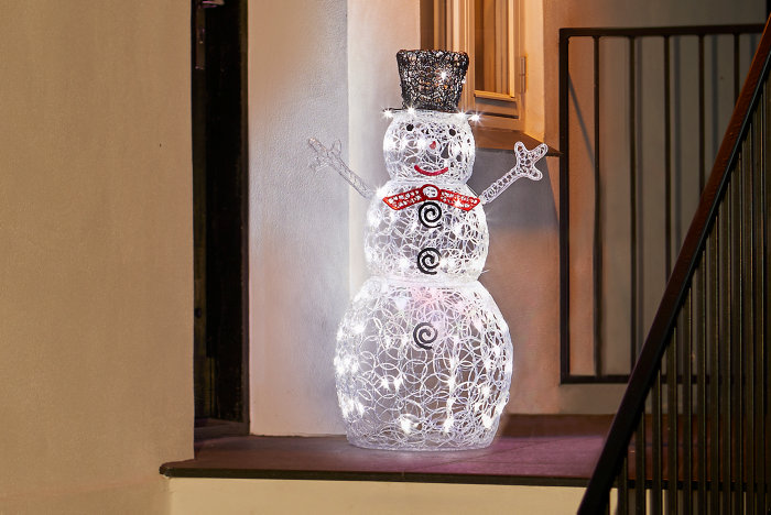 Snømann akryl med 80 LED H90 cm