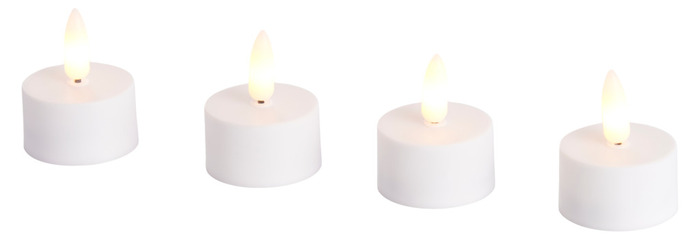 LED-telys m/3D flamme 4 stk.