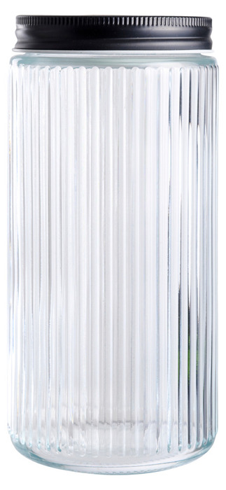 Glasskrukke riflet m/skrulokk 0,9 liter - DAY