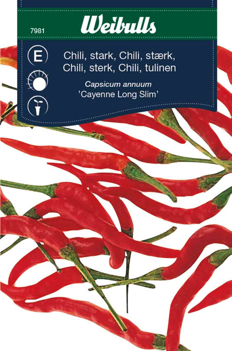 Chilipepper, sterk 'Cayenne Long Slim'