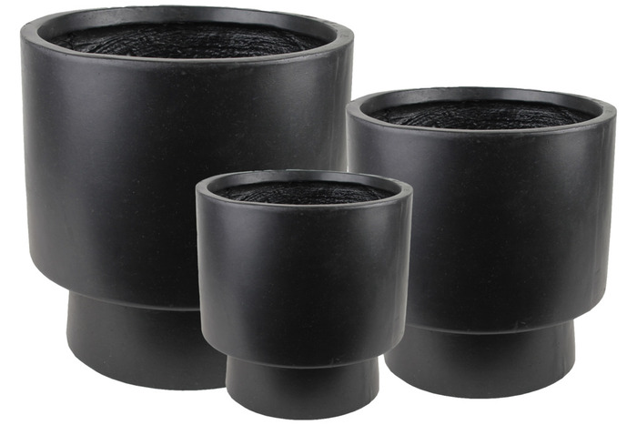 Krukkesett Fiber Svart Ø24/30/37 cm Scan-Pot