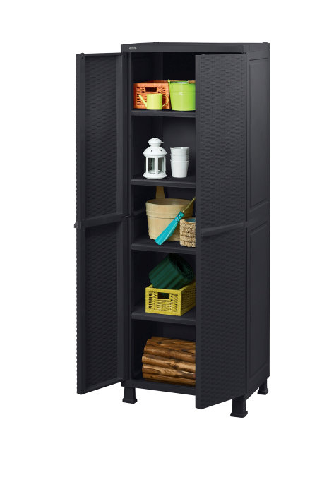 KETER hageskap på 184 cm med 2 dører i svart plast