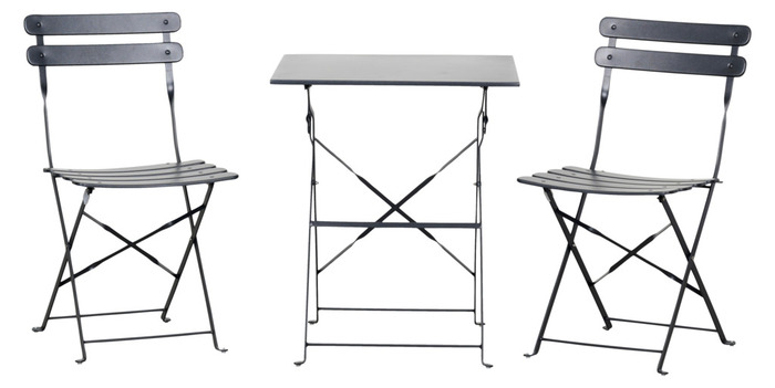 Kafésett Honolulu svart metall 3 deler - Sunlife®