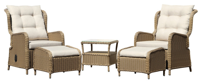 Loungesett Springfield 5 deler m/regulering beige - Sunlife®