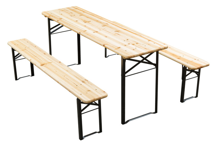 Bord-/benkesett sammenleggbart tre/metall