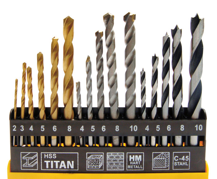 Borsett til tre, mur og metall - 16 stk.