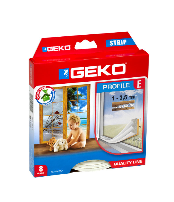 Tetningslist E-profil - 9 x 4 mm - 6 meter