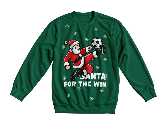 Julegenser 'Santa for the win' grønn str. XL