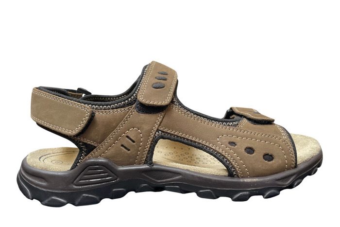 Trekkingsandaler herre brunt skinn str. 43