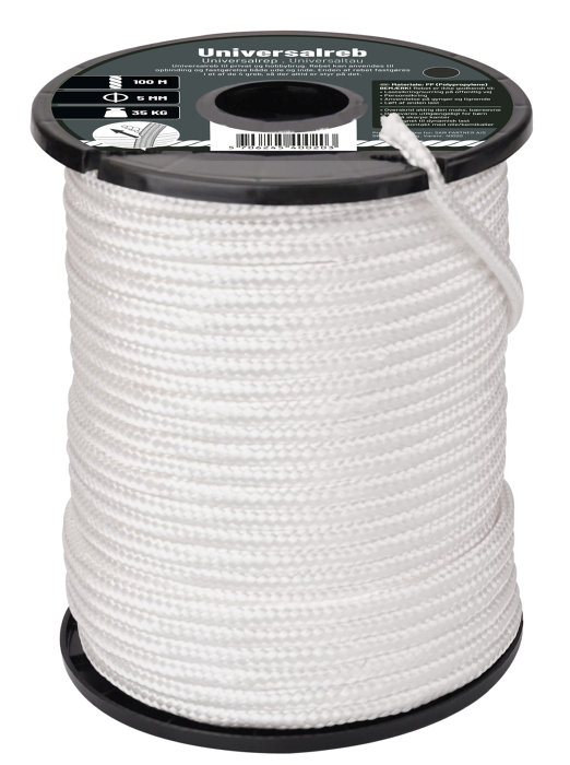 Tau universal 5 mm x 100 meter hvit