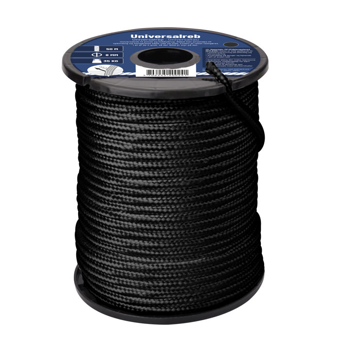 Tau universal 8 mm x 50 meter svart