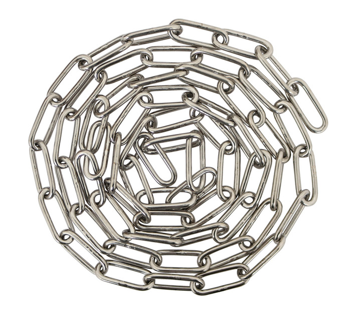 Kjetting langlenket rustfritt stål Ø4 mm x 2 meter