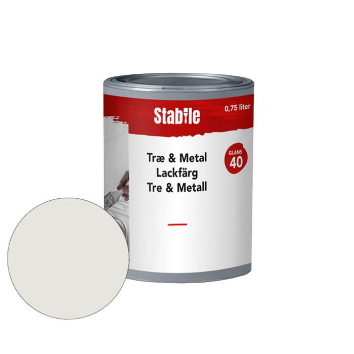 Tre- & metall motehvit maling 0,75 liter - Stabile