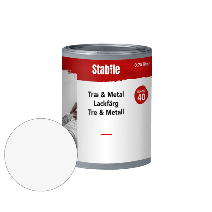 Tre- & metallmaling hvit vannbasert 0,75 l - Stabile