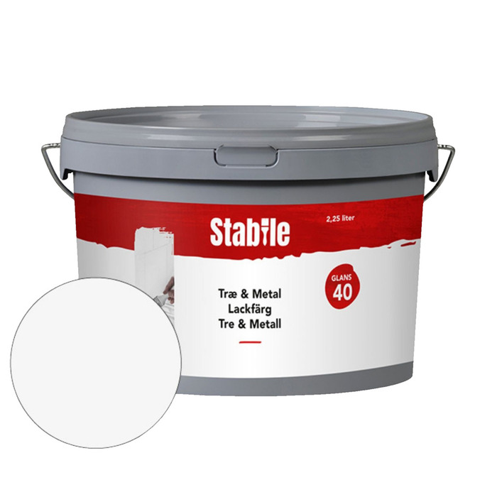 Tre- & metallmaling hvit vannbassert 2,5 l - Stabile