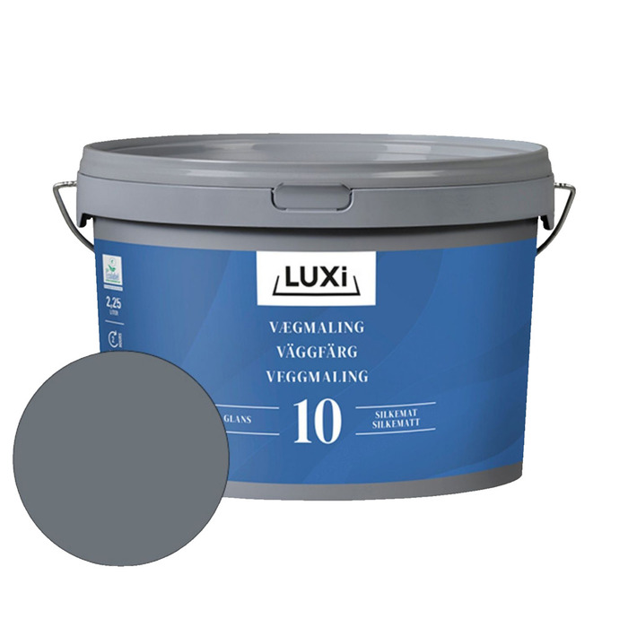 Veggmaling glans 10 mørk grå 2,5 liter - Luxi