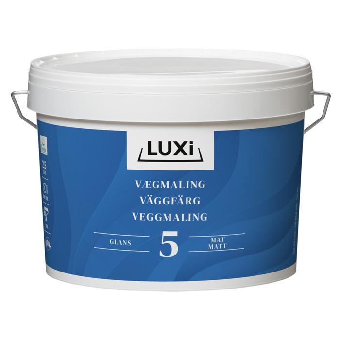 Veggmaling glans 5 hvit 2,5 liter - Luxi