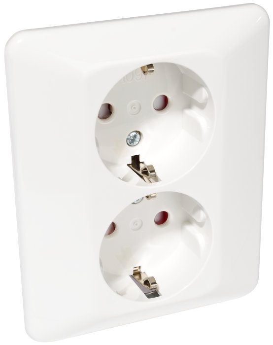 Stikkontakt dobbel m/jord innfelt