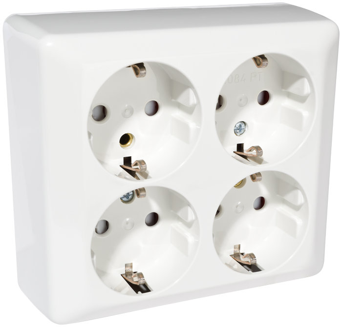 Stikkontakt 4-veis m/jord vegg - Elko