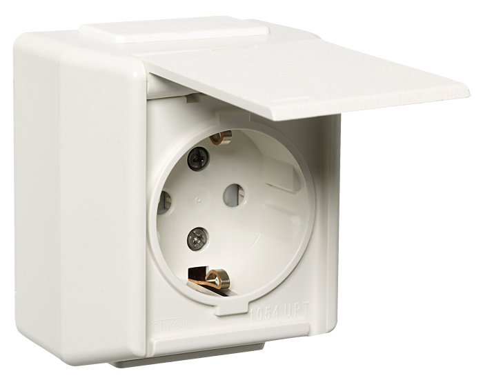 Stikkontakt enkel m/jord sprutsikker - Elko