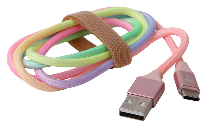 USB-A til USB-C kabel regnbuefarget - 1 meter