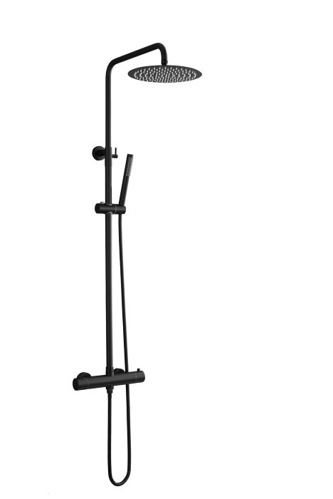 Dusjsett m/termostat Ø250 mm svart