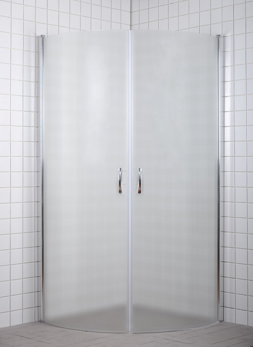 Dusjhjørne m/buede dører i frostet glass 90 x 90 x 190 cm