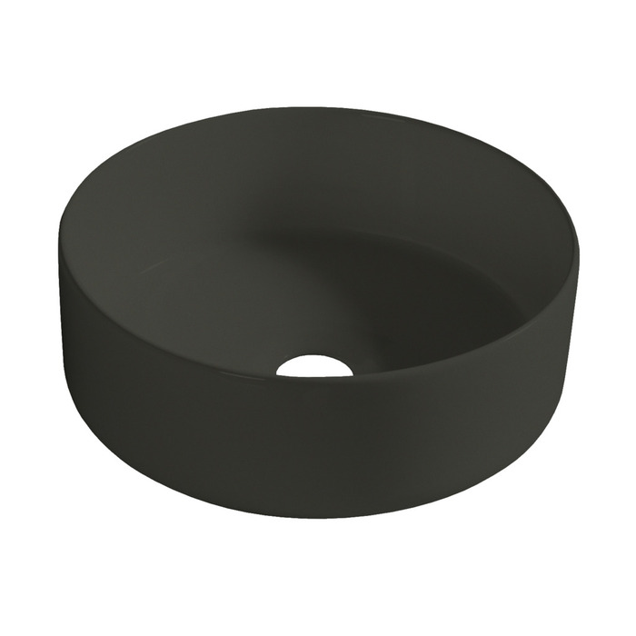 Rund servant i porselen frittstående/toppmontert svart Ø36 cm