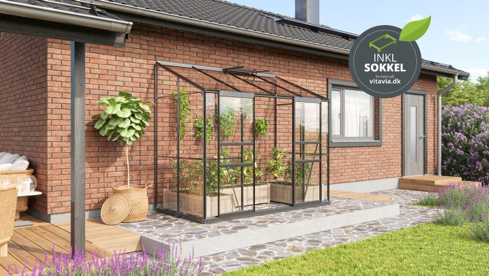 Växthus Ida 3300 Svart Glas Sockel 3,3 M² Vitavia