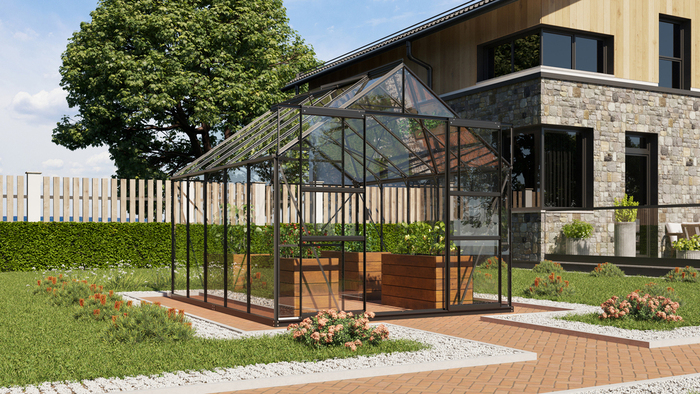 Växthus Mars 8300 Svart Glas Sockel 8,3 m² Vitavia