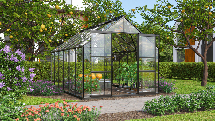 Växthus Mars 9900 Svart Glas Sockel 9,9 m² Vitavia