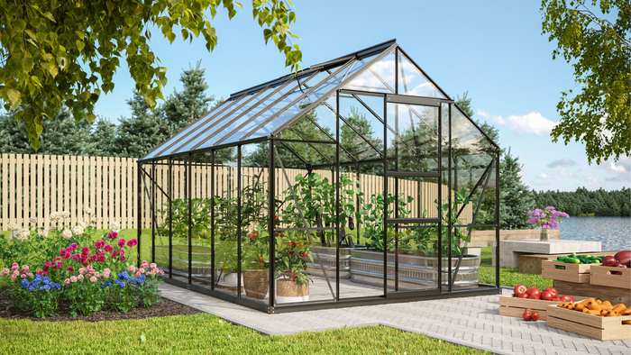 Växthus Merkur 9900 Svart Glas Sockel 9,9 m² Vitavia