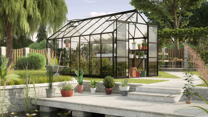 Växthus Phoenix 11500 Svart Glas Sockel 11,5 m² Vitavia