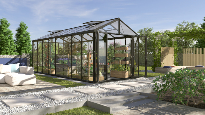 Växthus Poseidon 15700 Svart Glas/Poly 15,7 m² Vitavia