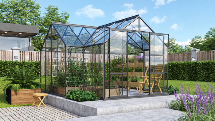 Växthus Sirius 13000 Svart Glas Sockel 13 m² Vitavia Vitavia