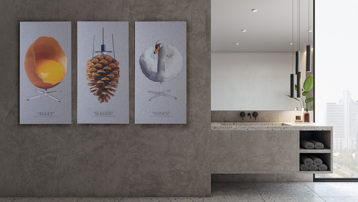 Akustikbild Art-Acoustic Ägget Ljusgrå Fibrotech