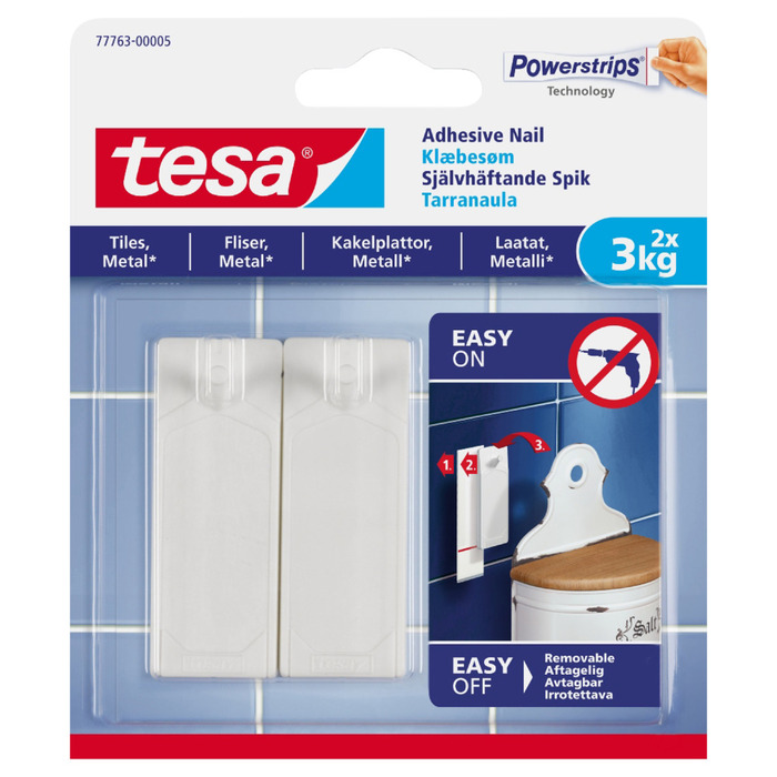 Spik Självhäftande Kakel & Metall 2-pack Tesa