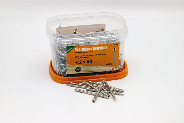 Trallskruv Invisible A4 4,2 X 60 Mm 200-pack Heco