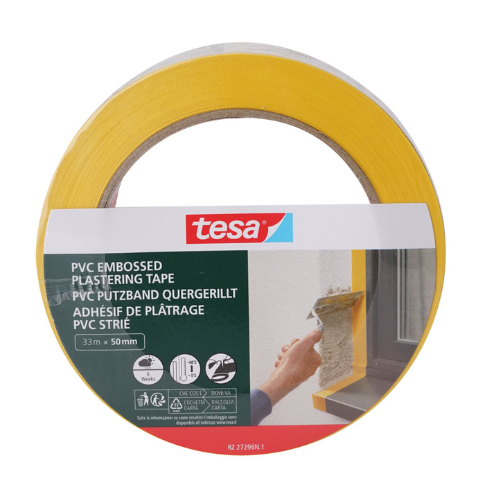Byggtejp PVC Räfflad 50 Mm X 33 M Tesa