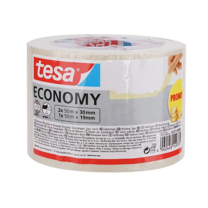 Maskeringstejp Economy 30/19 Mm 3-pack Tesa